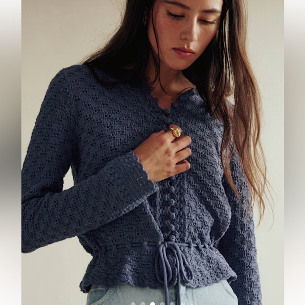 Sezane MARTIE CARDIGAN in mineral Blue, XS S M L - Picture 2 of 9